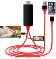 [Apple MFi Certified] Lightning zu HDMI Kabel Adapter Kompatibel mit IPhone, 1080P Digital Sync Screen Audio&Video Adapter（Rot)
