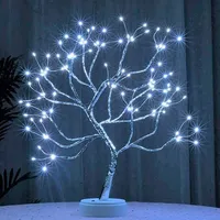 LED Kupferdraht Baum Lampe Warmweiß Künstlich