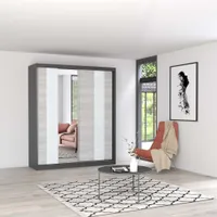 Schwebetürenschrank Kleiderschrank Schrank 183 cm Grau/Kathult mit Spiegel Multi 32