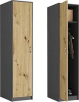 Kleiderschrank mit 1 Tür mit Kleiderstange und Einlegeboden 42x55x180 cm, Anthrazit Artisan
