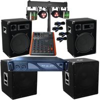 4100 Watt PA Komplett Set Mixer Anlage LED Licht Verstärke Musikanlage Party