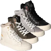 Mustang Damen Stiefelette High Top Sneaker Warmfutter 1442-601, Größe:38 EU, Farbe:Beige