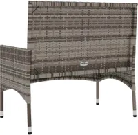vidaXL Záhradná lavica s 2 sedadlami a vankúšom Grey Poly Rattan
