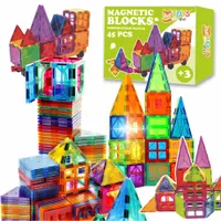 Magnetické stavební kostky KONSTRUKČNÍ PANELY Vzdělávací barevný 3D set, 45 ks