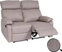 2er Kinosessel HWC-L93, Relaxsessel Fernsehsessel Sofa, Armlehne Liegefunktion Nosagfederung Stoff/Textil  grau-braun