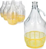 6 x 5L Flasche mit Bügelverschluss Korb Weinballon Gärballon Gärbehälter Gallone