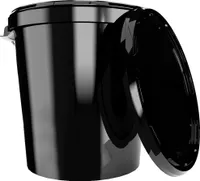 Eimer mit Deckel 30 L | Vorratseimer | Lebensmittelecht Schwarz | Hobbock | 5 Stück