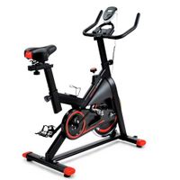 Merax Heimtrainer Fahrrad Speedbike Cardio-Training mit LCD-Konsole und 13 kg Schwungrad, verstellbarer Sitz und Lenker, Max Benutzergewicht 130kg, Schwarz-Rot