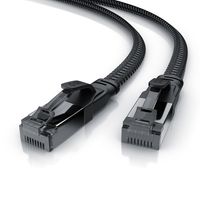 Primewire CAT 8.1 sieťový kábel plochý 40 Gbits - bavlnený plášť - LAN kábel Patch Cable - CAT 8 Gigabit RJ45 Ethernet kábel - rýchlosť 40000 Mbits - plochý kábel - inštalačný kábel - Cat 6 Cat 7 - 10m