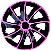 NRM Quad Bicolour Wheel Trims for Steel Rims Two-tone Hubcap Set 4 Car Black/Pink, 15"
