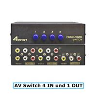 E32C 4*Weg Audio Video RCA AV Switch Selector Box Splitter Umschalter Adapter