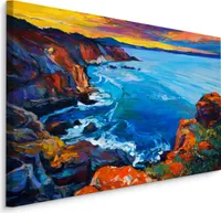Fabelhafte Canvas LEINWAND BILDER 100x70 cm XXL Kunstdruck Meer Küste Felsen Himmel