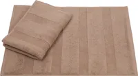 Betz 2 Stück Badvorleger 50x70 cm DELUXE Badematte Badteppich Duschvorleger 100% Baumwolle 680g/m²  Farbe: mokka