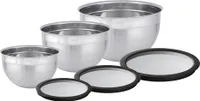 RÖSLE Schüssel-Set 6-tlg. mit Frischhaltedeckeln aus Glas (Ø 8, 12, 16 cm)