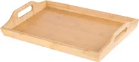 Frühstückstisch Serviertablett aus Bambusholz multifunktional 44x27x5,5 cm Betttabllett Tablett Tablettholz