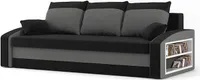 Couch HEWLET 220x90 mit REGAL RECHT und Schlaffunktion - Schlafcouch mit Bettkasten - STOFF HAITI 17 + HAITI 14 Schwarz&Grau