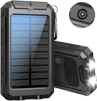 Solar Powerbank, 30000mAh Wasserdichtes Solar Ladegerät USB Externer Akku mit 2 Outputs, Power Bank für Smartphones, Tablets und mehr, mit Taschenlampe und Compas