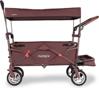 FUXTEC Bollerwagen FX-CT800 mit UV-geschütztem Sonnendach,Schiebegriff & Innenraumverlängerung Braun