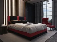 Boxspringová posteľ s úložným priestorom PIERROT COMFORT - 200x200, čierna / červená