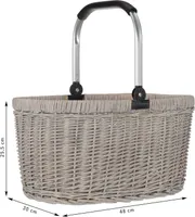 Weiden Einkaufskorb anndora im shabby style leicht kreidig grau 46,5 x 31 x 29 cm  - Grau