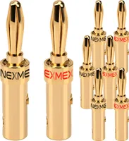 NEXMEX Bananenstecker 24K vergoldet 8x High End Banana Stecker Steckverbinder