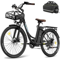 Elektrofahrrad bis zu 160 - 200 km City E-Bike 26 Zoll Wasserdicht IP54 Unisexfahrrad 7 Gang, Schwarz