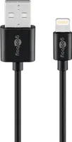 Lightning USB nabíjecí a synchronizační kabel, pro Apple iPhone, Apple iPod, Apple iPad, černý, 2 metry
