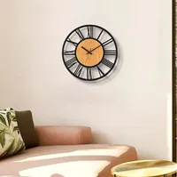 Runde Wanduhr,Wanduhren, schwarz, 40 cm, für Wohnzimmer, Dekoration, Vintage Stil, römische Ziffern, geräuschlos, Nicht tickend, Hängeuhren