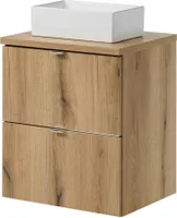 Waschtisch 'Skelbolu' 50 x 71 x 40 cm Waschtischunterschrank mit Aufsatzwaschbecken Eicheoptik
