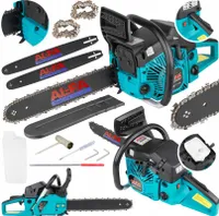 Benzin Kettensäge AL-FA 6,5 PS 52ccm +2 Kette 2 Schwert 15''/ 18'' Motorkettensäge Motorsäge Gartensäge