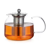 MONZANA® Teekanne Borosilikatglas Siebeinsatz 1,5 Liter Spülmaschinenfest Hitzebeständig abnehmbarer Teesieb Glaskanne Edelstahl Glas Tee Sieb Kanne