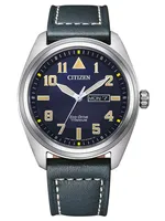 Citizen Herren Eco-Drive Solar Armbanduhr aus Titan mit Lederarmband - BM8560-45L