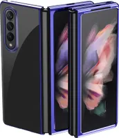 Průhledné tvrdé PC pouzdro pro Samsung Galaxy Z Fold 3 5G, galvanizovaná ochrana pouzdro modré
