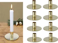 Novaliv 8x Kerzenständer GOLD Metall 10x5cm Weihnachten Adventskranz Kerzenhalter Stabkerzen Kerzenpn scandic chic Tischdekoration Home Deko Retro Dekoschale Weihnachtsdekoration candle holder