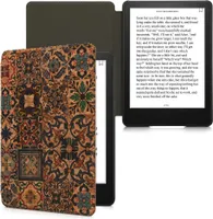 kwmobile Hülle kompatibel mit Amazon Kindle Paperwhite 11. Generation 2021 - Kork eReader Schutzhülle Cover Case - Fliesenmuster Braun Blau Rot