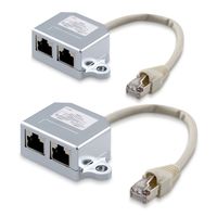 kwmobile 2in1 Set Netzwerkkabel Splitter - ISDN Anschluss Doppler Adapter - T-Adapter Netzwerk Kabel - RJ45 Stecker auf 2x Rj45 ISDN Buchse Port