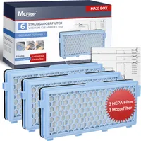 McFilter | 3 HEPA-Filter + 3 Motorfilter (zuschneidbar) passend f. Miele Staubsauger GN, Serie S4 S5 S6 S8, Complete C2, Compact C1, S8340, MAXI BOX