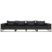 vidaXL 4-tlg. Garten-Sofagarnitur mit Auflagen Poly Rattan Grau