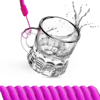 24x Schnapsglas zum Umhängen aus Glas mit Henkel, am Band, Party JGA, viele Farben pink