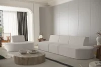 Sofaset Designersofa Set 3-1 MILOT in Stoff Ascot Bukla Beige
