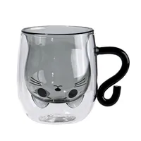 Süße Katzen Tasse mit Henkel, Doppelwandige Kaffeegläser Teegläser, Kaffee Geschenke für Frauen, Geburtstagsgeschenk