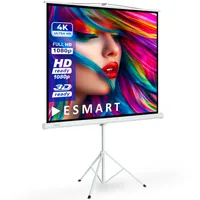 ESMART Economy EXS Stativ-Leinwand 200 x 200 cm (111") | Format 1:1 | Vollmaskierung | Heimkino Beamer Projektionsleinwand Stativ Leinwand LCD LED