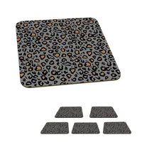 MuchoWow® Sklenený podtácek Štvorcová sada 6 kusov Panter - Vzory - Zvieratá 10x10x0.3cm Podložky pod poháre - podložky pod nápoje - ochrana stolovej