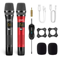LEKATO Drahtloses Mikrofon Dual Handheld Dynamisches UHF Mikrofon Empfänger 25 Kanäle