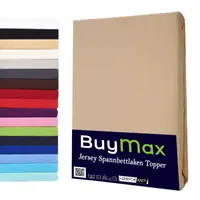 Jersey Topper Spannbettlaken Spannbetttuch 100% Baumwolle  Bettlaken, 160x200 cm, Sand