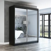 Schwebetürenschrank BAZ  2-türig Schrank 180 cm mit Spiegel (Weiß, Schwarz, Sonoma)