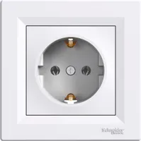 Steckdose einfach SCHUKO mit Rahmen, weiß Schneider Asfora EPH2900121