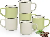 Kaffeebecher 6er Set Emaille-Optik einfarbig Pastellfarben