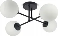 LUXOLAR - Led Deckenleuchte - Deckenlampe 4-flammig schwarz 15 W, G9 - Lampe für wohnzimmer, Weiß Glas Kugeln