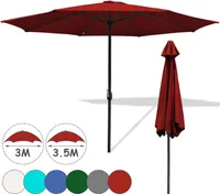 TolleTour 3.5m Sonnenschirm Gartenschirm Wasserabweisend Terrassenschirm UV40+ mit Handkurbel balkon Marktschirm,Rot,3.5m
